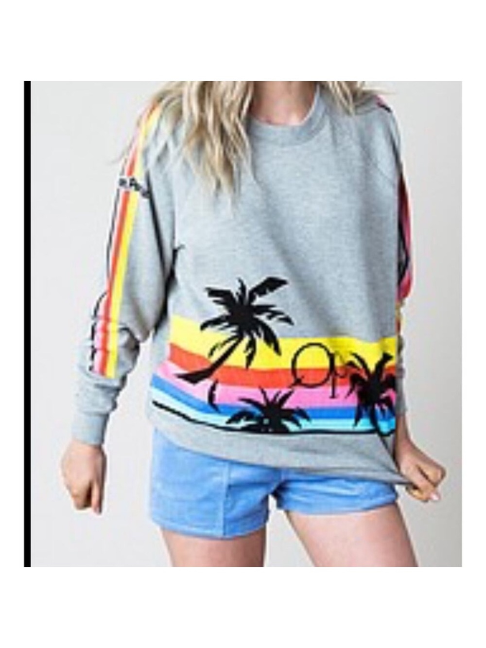 OP Ocean Pacific Grey Crewneck Sweatshirt with bright colors.